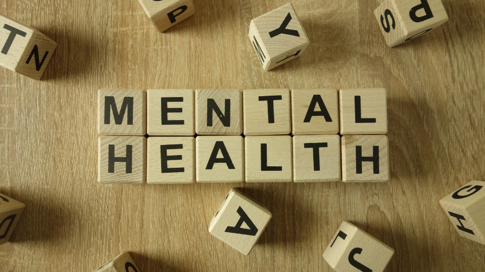 Mental health text from wooden blocks